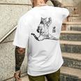 太極拳 猫 格闘技 面白い 猫 格闘 メンズTシャツ バックプリント 彼への贈り物
