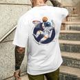 宇宙飛行士 バスケットボール 宇宙 ボール 惑星 銀河 メンズTシャツ バックプリント 彼への贈り物