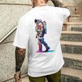 宇宙飛行士 宇宙モチーフ カラフル 宇宙飛行士 メンズTシャツ バックプリント 彼への贈り物