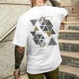 幾何学図形 抽象 モダンアート ヴィンテージ 三角形 メンズTシャツ バックプリント 彼への贈り物