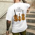 弦楽ファミリー、ヴァイオリン、チェロ、コントラバスミュージシャン面白い メンズTシャツ バックプリント 彼への贈り物