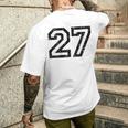 数字 27 ヴィンテージ ブラックホワイト メンズTシャツ バックプリント 彼への贈り物