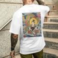 日本 浮世絵 滋賀 琵琶湖 竹生島 弁財天 竜 龍神 バックプリント メンズTシャツ バックプリント 彼への贈り物