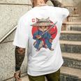 日本の侍 猫戦士 浮世侍 バックプリント メンズTシャツ バックプリント 彼への贈り物