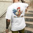 木彫りの鶏、かわいいデザイン メンズTシャツ バックプリント 彼への贈り物