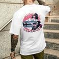 桜 さくら 芸者 富士山 日本のグラフィック メンズTシャツ バックプリント 彼への贈り物