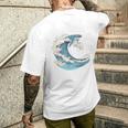 海の波から現れる芸術的なクジラ メンズTシャツ バックプリント 彼への贈り物
