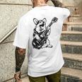 犬 ギタリスト ギター ペンブローク ウェールズ コーギー パパ ママ メンズTシャツ バックプリント 彼への贈り物