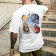 猫 ねこ 宇宙 惑星 メンズTシャツ バックプリント 彼への贈り物