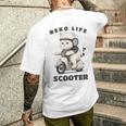 猫 ネコ 白猫 イラスト 原付 スクーター バイク 猫好き バイク好き かわいい おもしろ レトロ Neko Life 長袖tシャツ メンズTシャツ バックプリント 彼への贈り物