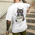 猫 ラーメン 麺 和 ラーメン かわいい 猫 メンズTシャツ バックプリント 彼への贈り物