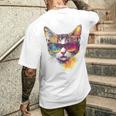 猫 動物 抽象 モチーフ サングラス イラスト アート ネコ メンズTシャツ バックプリント 彼への贈り物