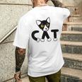 猫 子猫 ハチワレ モノトーン 白 黒 かわいい ユニーク メンズTシャツ バックプリント 彼への贈り物
