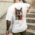 猫 抽象的 かわいい アート ポートレート 動物 恋人 グラフィック 猫 メンズTシャツ バックプリント 彼への贈り物