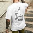 猫ねこネコ和太鼓お祭り メンズTシャツ バックプリント 彼への贈り物