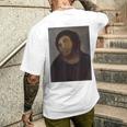 猿のイエスの絵、台無しにされたキリスト、フレスコ、ボッチドアートミーム。 メンズTシャツ バックプリント 彼への贈り物