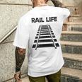 線路付きレールライフ 鉄道作業員と鉄道模型用 メンズTシャツ バックプリント 彼への贈り物