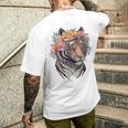 花柄 水彩 虎 花 王冠 虎好き メンズTシャツ バックプリント 彼への贈り物