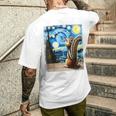 芸術的なシマリスシャツ ゴッホスタイル 星月夜 シマリス メンズTシャツ バックプリント 彼への贈り物