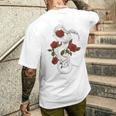 蛇爬虫類 蛇 バラ 花 爬虫類 ギフト メンズTシャツ バックプリント 彼への贈り物