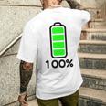 電池 100 フルバッテリー メンズTシャツ バックプリント 彼への贈り物