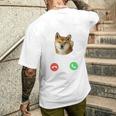 面白いtシャツ 柴犬 着信 イヌ わんこ メンズ 犬好き グッズ かわいい おもしろ 面白い 服 ネタ 長袖tシャツ メンズTシャツ バックプリント 彼への贈り物