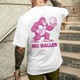 面白いゴリラ遊びバスケットボール ビッグボーラー マネースポーツ メンズTシャツ バックプリント 彼への贈り物