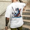 面白い釣り猫ロッドとリール Lets Go 釣り 猫釣り 長袖tシャツ メンズTシャツ バックプリント 彼への贈り物