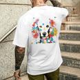 鮮やかな犬のアート スプラッシュカラー 抽象画 メンズTシャツ バックプリント 彼への贈り物