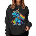 Dinosaur Gay Pride Lgbt Rainbow Flag Women Sweatshirt