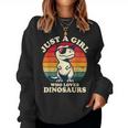 Just A Girl Who Loves Dinosaurs おもしろレトロ恐竜 T-Rex レディーススウェットシャツ