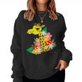 キリン 花 Giraffes Flower レディーススウェットシャツ