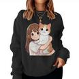 猫と少女 Cat And Girl レディーススウェットシャツ
