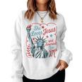 4Th Of July She Loves Jesus And America Too Christian Faith Women Sweatshirt