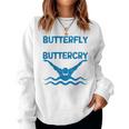 Butterfly Butterwhyバタフライバタフライファニー水泳チーム 長袖tシャツ レディーススウェットシャツ