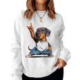 Teckel ロックミュージック 男性 子供 女性 ソーセージ 犬 ダックスフンド 長袖tシャツ レディーススウェットシャツ