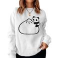 肉まんに抱きつくパンダ かわいい チャイナ 白黒 Panda Meat Bun レディーススウェットシャツ