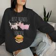 Best Friends Forever Beef Lover Pork Meat Bacon Burger レディーススウェットシャツ 彼女への贈り物