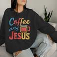 Coffee And Jesus Awesome Christian Caffeine Lover Church レディーススウェットシャツ 彼女への贈り物