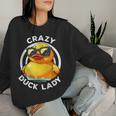 Crazy Duck Lady キュート アヒル ママ アヒルの所有者 面白い I Love Ducks レディーススウェットシャツ 彼女への贈り物