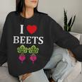 Food Humor Beetrootimpleegetable I Love Beets レディーススウェットシャツ 彼女への贈り物