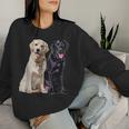 Happy Two Labradors ゴールデンブラック ラボレトリバー Mom Dad レディーススウェットシャツ 彼女への贈り物