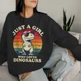 Just A Girl Who Loves Dinosaurs おもしろレトロ恐竜 T-Rex レディーススウェットシャツ 彼女への贈り物