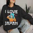 I Love Japan Kawaii Anime Girl Neko Cat Girl Otaku Weeb レディーススウェットシャツ 彼女への贈り物