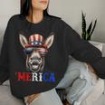 Merica Mule Donkey Patriotic 4Th Of July 面白い キッズ メンズ レディース レディーススウェットシャツ 彼女への贈り物