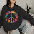 Peace Love Flower Power レトロ ヒッピー コスチューム タイダイ 60年代 70年代 レディーススウェットシャツ 彼女への贈り物