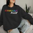 Proud Ally Bars Equality Lgbtq Rainbow Flag Gay Pride Ally レディーススウェットシャツ 彼女への贈り物