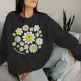 Stay Positive キュート スマイルフェイス 花 ハッピーフェイス 花 女の子 レディーススウェットシャツ 彼女への贈り物