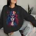 Sugar Skull 4Th Of July American Flag Skeleton Women Women Sweatshirt Gifts for Her