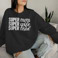 Super Momuper Wifeuper Cansado Día De La Madre Divertido Madre In Mangas Sudadera Mujer Regalos para ella